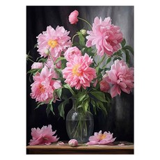 Daysoy 華麗花朵 DIY 寶石十字繡 40 x 50 cm, 13 粉紅牡丹花, 1個