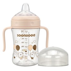 soonsooa Tritan重力球吸管水杯, 1個, 米色, 240ml