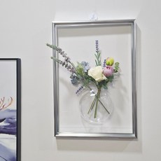 토비메모리 인테리어 알루미늄 액자+벽걸이 유리화병 세트, 유광 실버, 1개