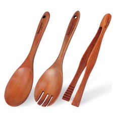피셔프라이스 나무 조리도구 3P세트, 1세트, 요리스푼 + 요리포크 + 나무집게