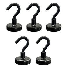 DUSK RACK 超強力釹掛鉤磁鐵, 亮面黑, 5個