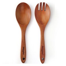 fisher-price 費雪 木製烹飪工具2件組, 單一顏色, 1套, 料理匙 + 料理叉