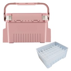 Silvercast 釣魚工具箱 11L + 木蝦收納盤組合, 1套, 粉紅色(工具箱), 木蝦收納盤(半透明)