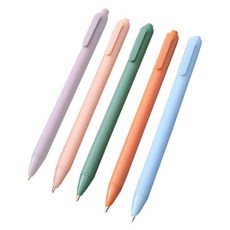 그란드 심플 파스텔톤 마카롱 중성 볼펜 5종 세트 0.5mm, 오렌지, 핑크, 블루, 올리브, 퍼플, 1세트