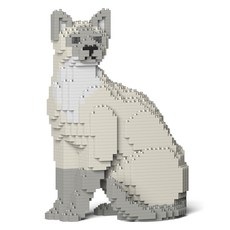 JEKCA 앉은 통키니즈 고양이 블럭 S / 소형, 그레이, 1개