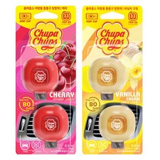 Chupa Chups 加倍佳 車用出風口夾式芳香劑 2款 x 2入組, 櫻桃香, 香草奶油香, 1套