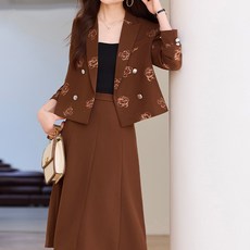 아뗄릭 빅사이즈 패턴 자켓 + 미디 플레어 스커트 세트 T 14528