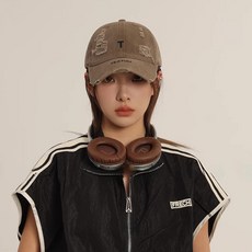 페이퍼먼츠 빈티지 T자수 헤짐 카고 캐주얼 모자 23420