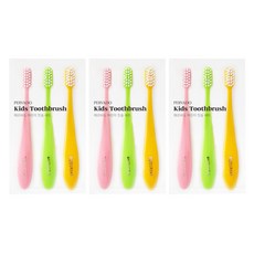 PERVADO 兒童紅綠燈牙刷3件組, 粉紅色, 綠色, 黃色, 3套, 3入