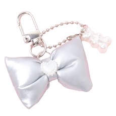 迷你胖胖蝴蝶結熊鞋飾鑰匙圈, 銀色, 1個