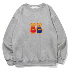 오에타 커플베어 소프트 3단쭈리 오버핏 빅사이즈 긴소매 맨투맨 티셔츠