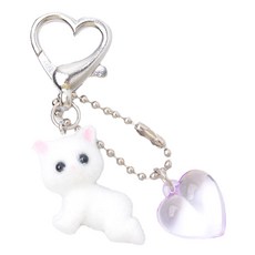 愛心貓咪鞋飾鑰匙圈, 1個, 白色