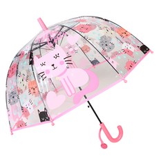 SKIND兒童用透明圓頂傘 粉紅貓咪