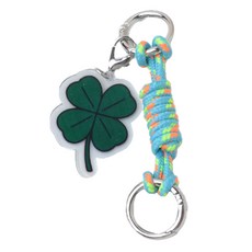 幸運草繩鑰匙圈, 1個, 圖案螢光藍