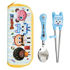 Bread BARBER SHOP 吐司先生髮廊 幼兒用Wilk實用矯正不鏽鋼湯匙筷子 PR082, 湯匙 + 筷子 + 收納盒, 單一顏色, 1套