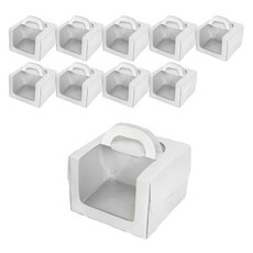 中央包裝 高級透明窗蛋糕盒 17cm 1號 + 含底盤套組, 白色, 10套