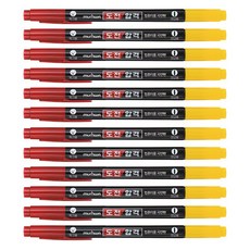 munhwA 挑戰合格 電腦用簽字筆, 12個, 黑色 + 紅色