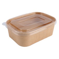 KRAFT牛皮紙方形容器 750ml x 50入 + 透明蓋 50入組, 1個