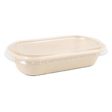 牛皮紙漿容器 50入 + 透明蓋 50入 套組 B01, 1個