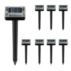 21C Trend 再見有害動物 驅趕鼴鼠 蛇 鼠 震動超音波 太陽能充電, 8個, 黑色