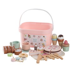 TOOKY TOY 拓客 原木甜點下午茶扮家家酒套組, 混合色, 1套