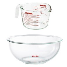 Corelle Brands 康寧餐具 Pyrex 計量杯 1L + 攪拌碗 2.4L 套組, 透明, 1套