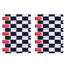 LIFE 毛巾 40支精梳棉 170g, 海軍藍棋盤格, 10個