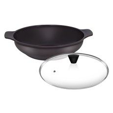 오퇴르 국내생산 시어터 주물 양수웍 세트 1개, 다크브라운, 1세트, 양수웍팬 28cm + 유리뚜껑 28cm