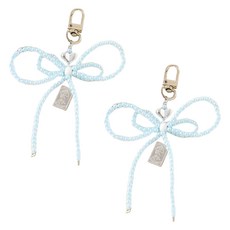 沃尼家 愛心蝴蝶結設計 AirPods 鑰匙圈, 藍色, 2個