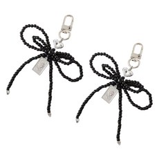 沃尼家 愛心蝴蝶結設計 AirPods 鑰匙圈, 黑色, 2個