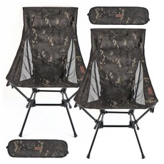 Breeze Moon CORDURA方形輕量長版休閒椅 露營椅 2入 + 收納袋 2入組, 黑色多地迷彩, 1套