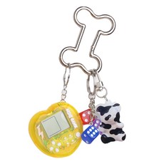 迷你復古遊戲機鑰匙圈, 1個, 黃色