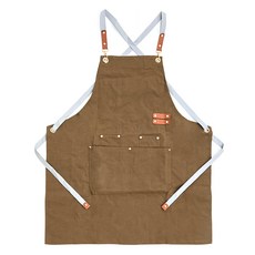 ELLA 簡約帆布咖啡師口袋生活防水圍裙, 1個, 咖啡棕