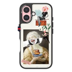 모란카노 시크릿 카드 포켓 가죽 콜라주 디자인 휴대폰 케이스