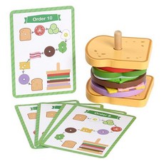 투키토이 원목 탑 쌓기 샌드위치 소꿉놀이, 1개, 혼합색상