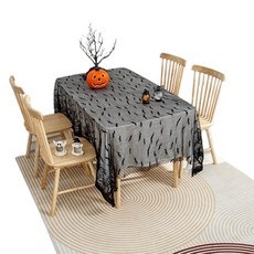 Maket Gamseong 黑色蕾絲萬聖節桌巾 小蝙蝠, 1個, 1入