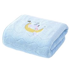 Woni家 波浪設計浴巾 300g 混紡, 1個, 藍色