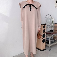 Borimam 大尺碼孕婦裝 水手領配色針織長版洋裝 R622