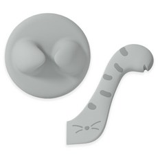 doongdoongpet 貓咪濕食罐頭湯匙 + 罐頭蓋組合, 灰色, 1套