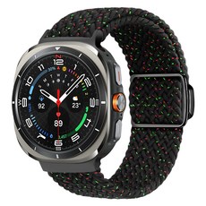 SPACE SHIELD Galaxy Watch 相容 扣環式磁吸編織錶帶, 1個, 星光黑