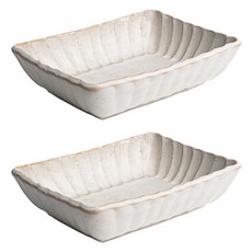 Shinogi 花朵陶瓷沙拉碗 長方碗 1號, 白色, 2個