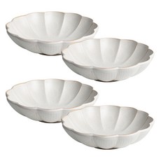 Sinogi花朵前麥片圓碗 3號, 白色, 4個