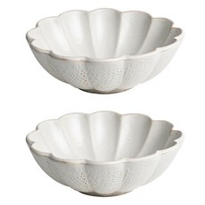 Shinogi花卉圖案圓形麥片碗2號, 白色, 2個