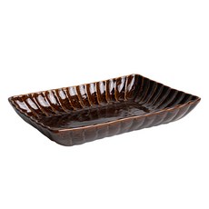 Shinogi花朵陶瓷沙拉碗 長方形碗 3號, 駝色, 1個