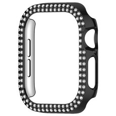 SPACE SHIELD Apple Watch 兼容 雙層閃耀水鑽防撞保護殼 42mm, 黑色, 1個