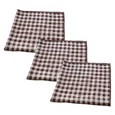 CASA VERDE May 格紋雙層紗色織棉廚房巾 3件組 M 52 x 52 cm, 1套, 棕色