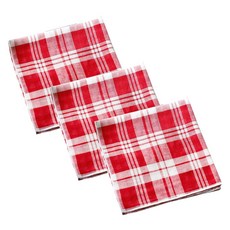 CASA VERDE Rowen 格紋雙層紗紗染棉廚房巾 3件組 M 52 x 52 cm, 紅色, 1套