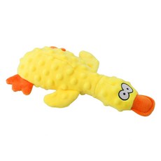 狗狗啾啾沙沙聲壓花鴨子絨毛玩具, 黃色, 1個
