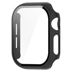 SPACE SHIELD Apple Watch 兼容 PC 鋼化玻璃一體式保護殼, 1個, 黑色