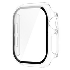 SPACE SHIELD Apple Watch 兼容 PC 鋼化玻璃一體式保護殼, 1個, 透明